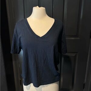Navy V-Neck Women's Top